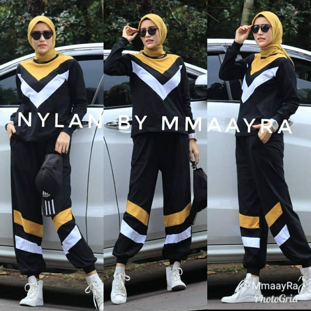 Nylan by mmaayra setelan celana kaos gowes jogging olahraga