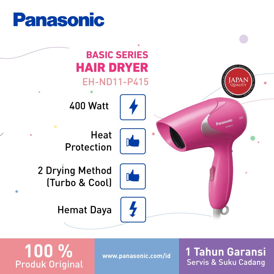 PANASONIC Hair Dryer Pengering Rambut EH-ND11 EH ND11 Biru - Putih - Pink