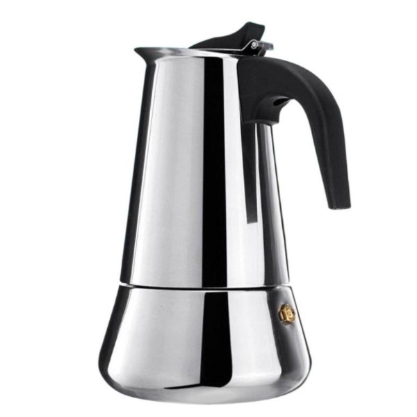 OneTwoCups Espresso Coffee Maker Moka Pot Teko Stovetop Filter 100ml 2 Cup 300ml 6 Cup -Z21 - Silver