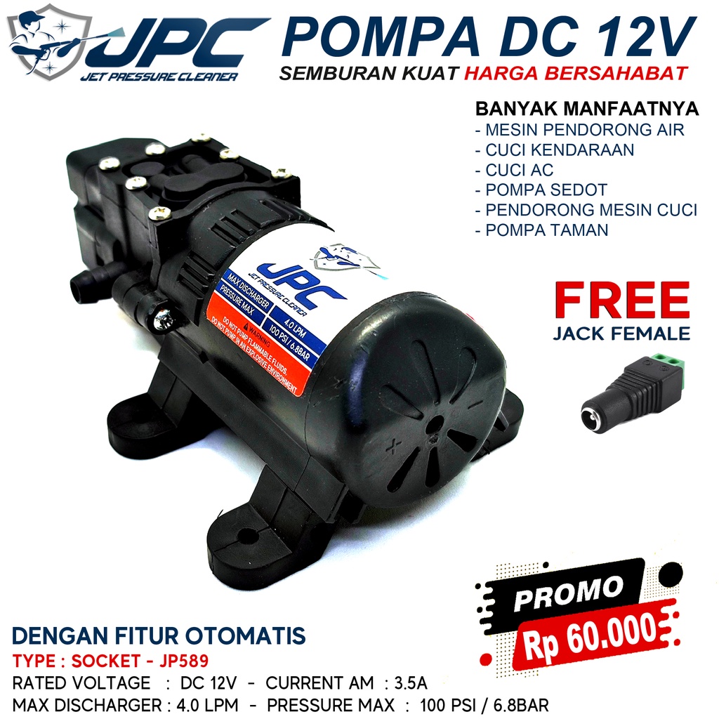 Pompa DC 12V JPC Alat Cuci Mobil Motor AC Jet Cleaner Pompa Steam