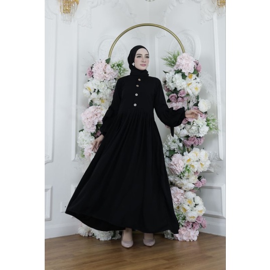 Gallery Exclusive Abaya Hitam Gamis Bordir Turkey Dubai Umbrella Busui