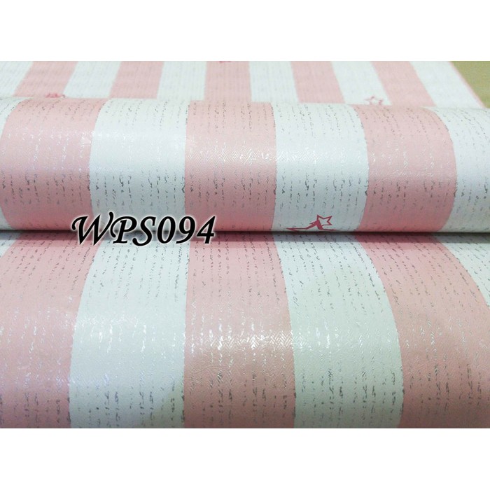Wallpaper Motif Salur Putih Bintang Pink