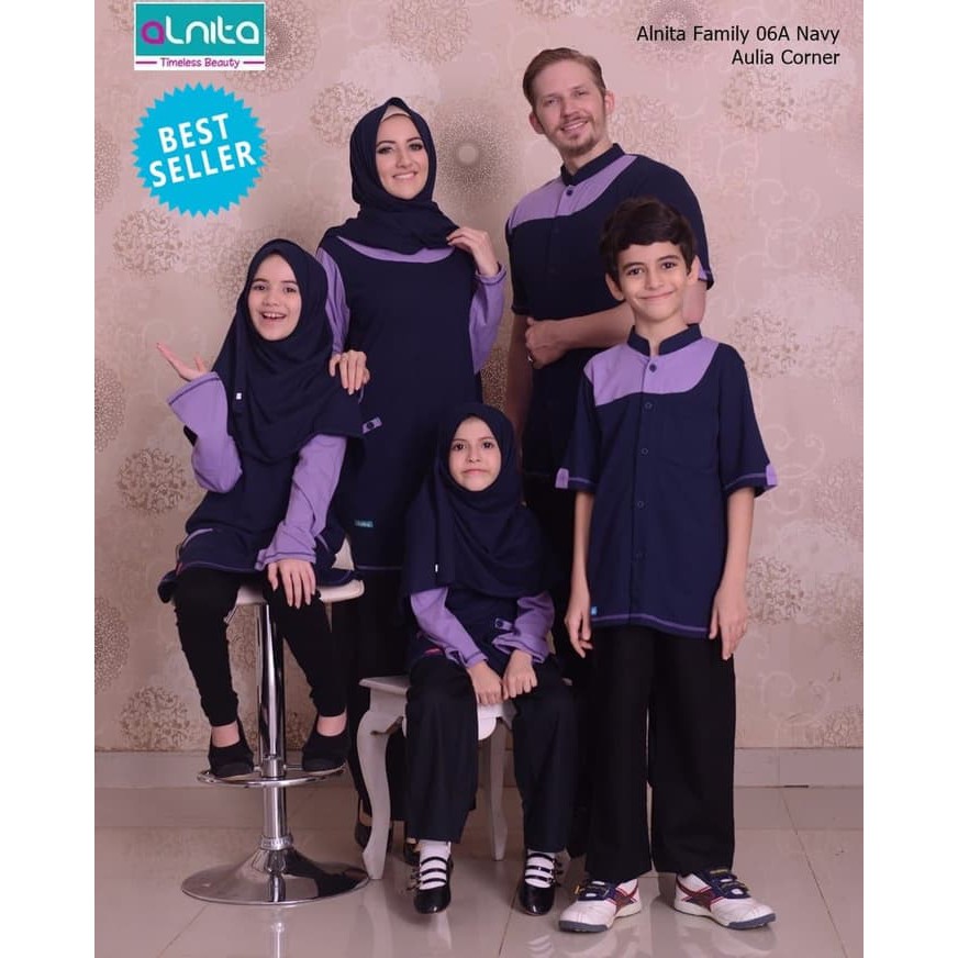 Sarimbit Keluarga Alnita Family 06 Warna Navy Baju Pria 