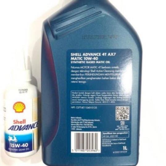 ⅍ OLI SHELL MATIC AX7 SAE 10W-40 1LITER & OLI GARDAN SHELL 120ML ORIGINAL PAKET OLI MATIC PAKET OLI 