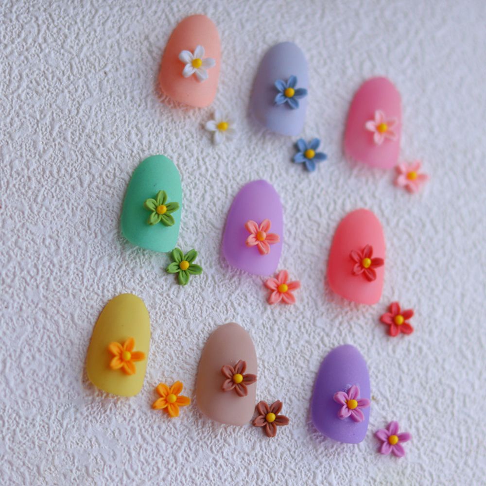 MXBEAUTY Colorful Nail Art Decoration Pastoral Series DIY Nail Art Accessories Flower Nail Art Jewelry Cute Manicure Resin Charm Five Petal Flower