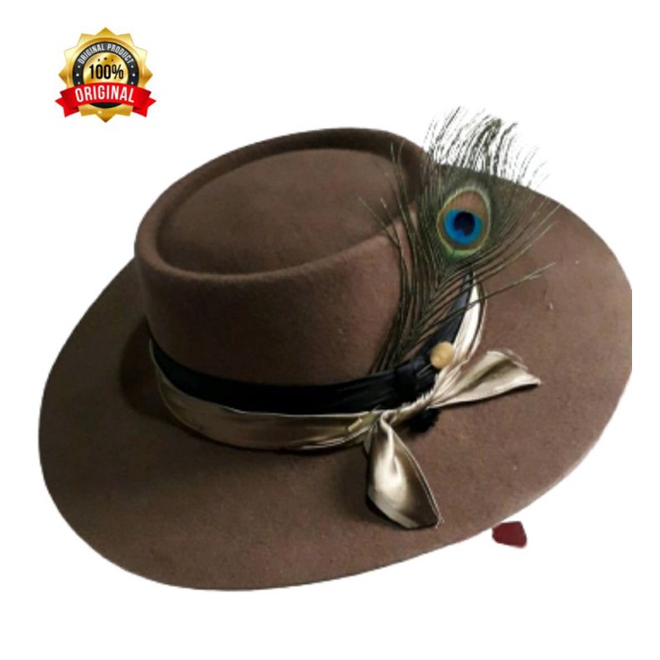 Topi Laken Fedora Panama Topi Coboy Bahan Kulit Sapi Asli Topi Pria Original Merk The Rolling Topi F
