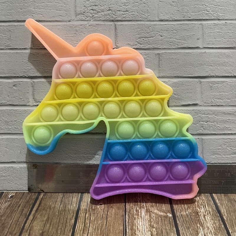Figdet Push bubble pop it Toy mainan anak tiktok free kelereng / gundu-Unicorn glitter