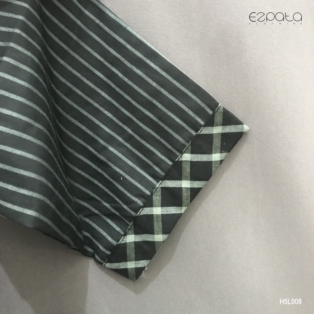Ezpata Blouse Wanita Jumbo 5L LD 124cm  Bahan Katun Motif Garis Kotak Lengan Panjang Terbaru