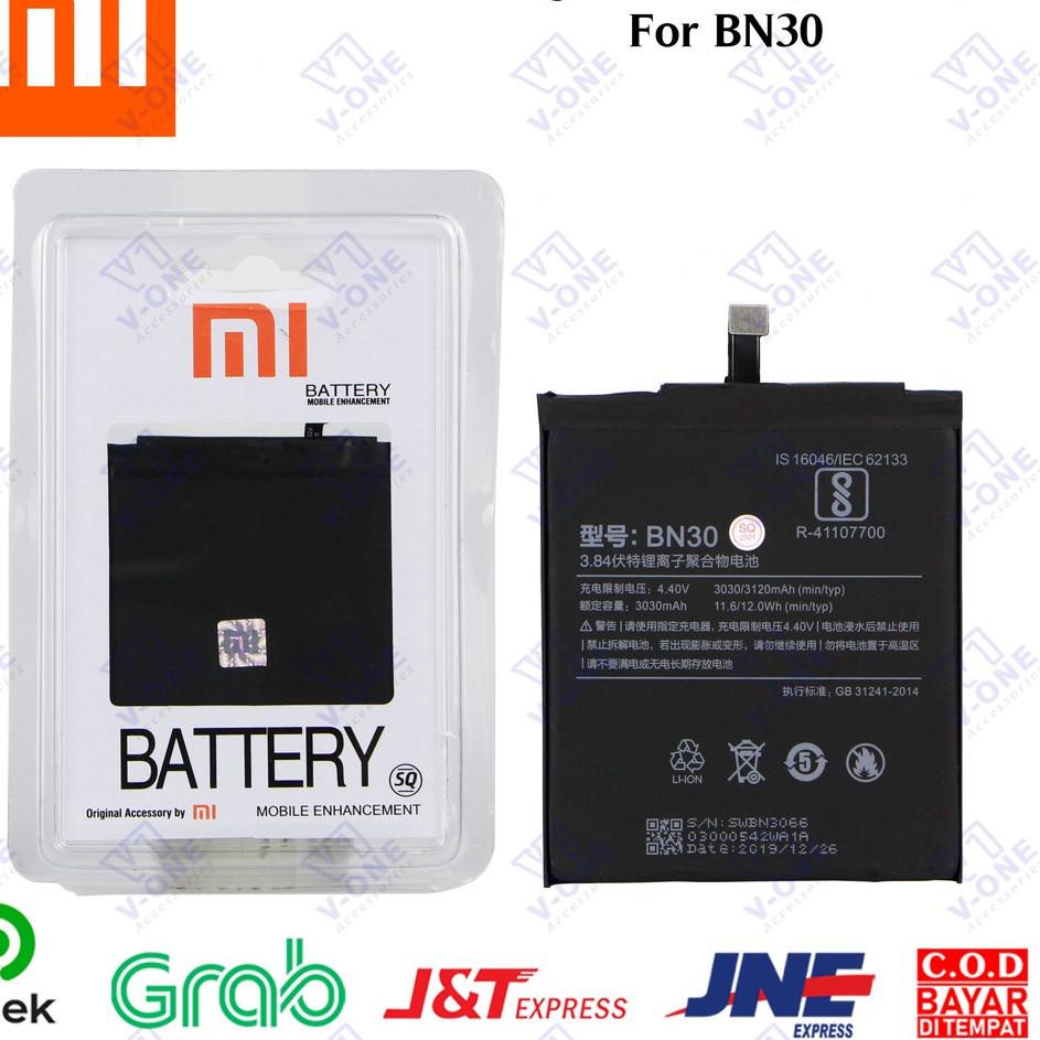 Produk Trending BATERAI BATTERY ORIGINAL 100 XIAOMI BN30 UNTUK XIAOMI REDMI 4A - QPP