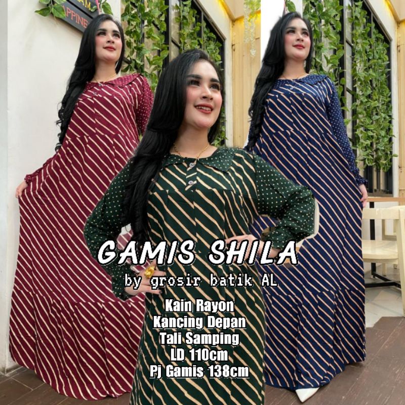 GAMIS NUNA GAMIS RAYON KAIN TEBAL BATIK MOTIF KEKINIAN BUSUI FRIENDLY BAHAN HALUS ADEM