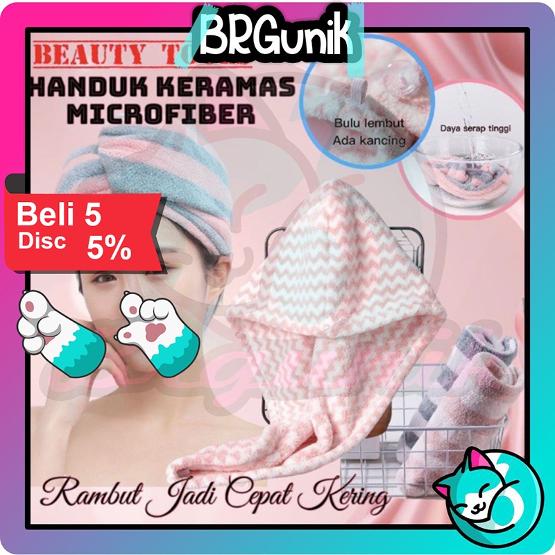 BRGUNIK Handuk Keramas Kepala Cepat kering Bahan Microfiber/Handuk Turban /Magic towel/ Head Towel R524 R525