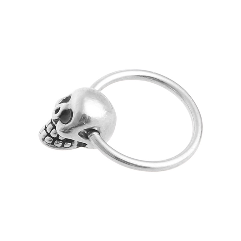 SIY  1 Pair Stainless Steel Skull Round Hoop Loop Earrings 0.39x0.28&quot;