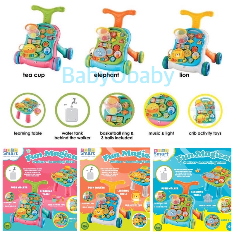 BEBESMART PUSH WALKER Bisa dibentuk Meja/FUN MAGICAL WALKER BEBESMART/BEBE SMART/DORONGAN BELAJAR JALAN BAYI/Mainan Bayi Belajar Jalan Bebe smart Push Walker Play along walker/Mainan bayi dorongan