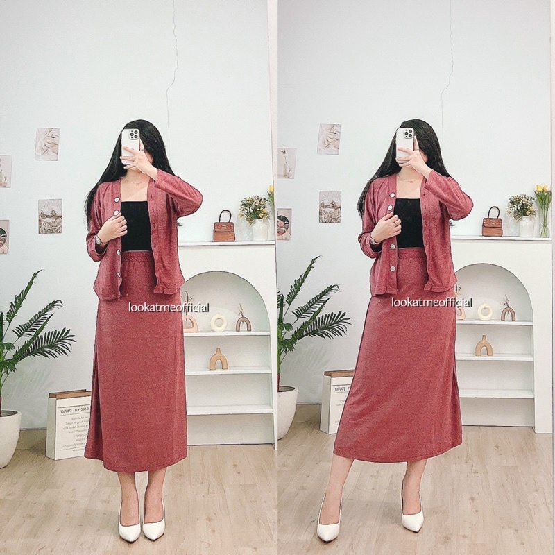 lookatmeofficial • Nagita Set ~ Cardi + Skirt Korean Look Premium