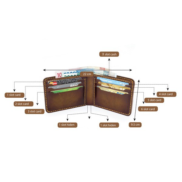 Dompet Pria DIB2L Full Kulit Asli Brushh Off 8 Slot Kartu Bifold