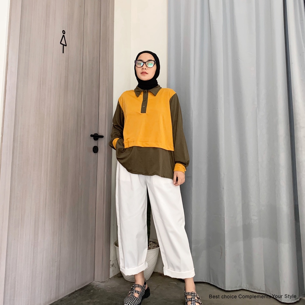 Sindy Blouse Basic Wanita Motif Polos by Mahyra