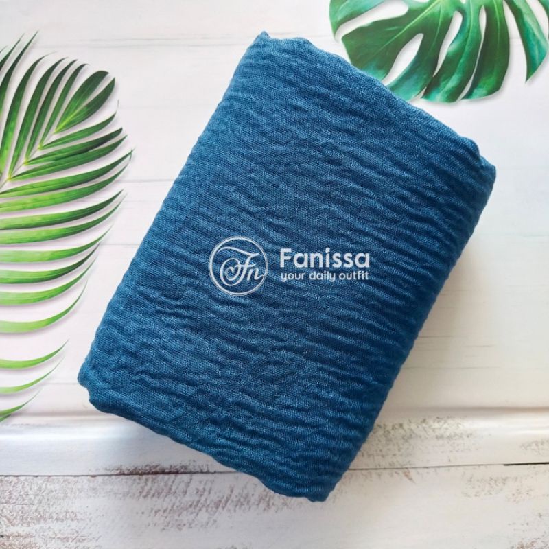 fanissahijab || PASMINA CRINKLE PREMIUM / VISCOSE CRINKLE SHAWL-CRINKLE BIRU TOSCA