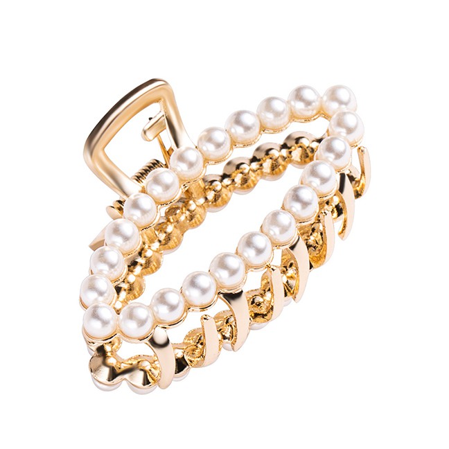LRC Jepit Rambut Fashion Gold Diamond-studded Clip F5158X