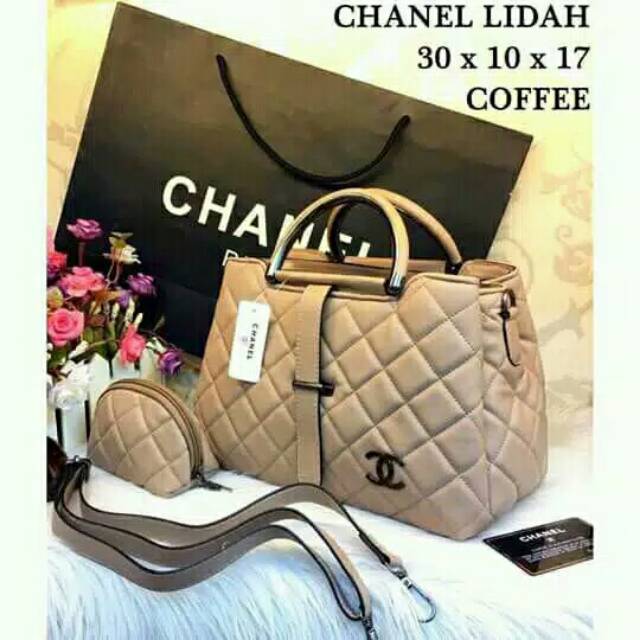 Fashion Wanita tas cewek tas wanita branded BAG CHANEL LIDAH 3 RUANG
