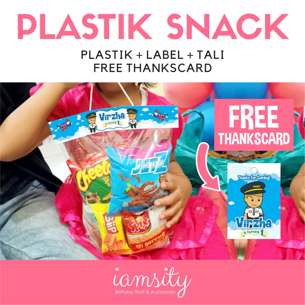 

Plastik label plastik snack ultah plastik souvenir FREE THANKSCARD