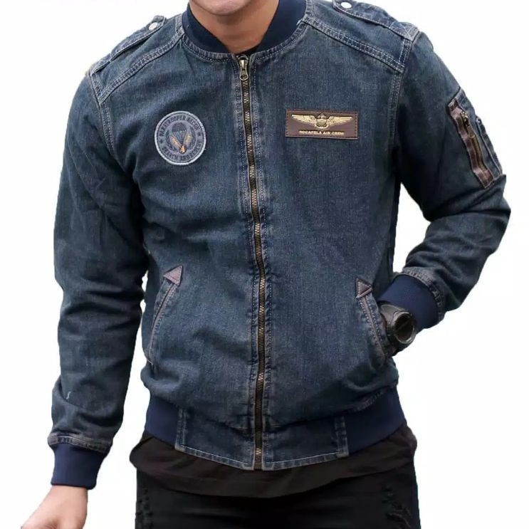 TURUN HARGA ! Jaket Bomber Jeans ROCAFELA Original - Jaket Jeans Pria - Jaket Motor - Jaket Pria