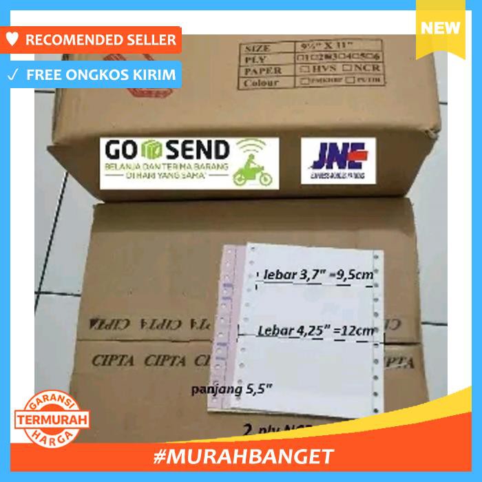 

Kertas Wartel Double Pin Hole Continuous Form Seperempat Letter 2Ply