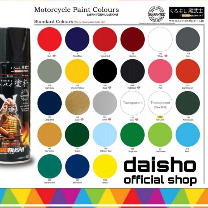 Miliki - samurai paint warna standard colour 400ml cat semprot pilok pilox semua warna red merah blu