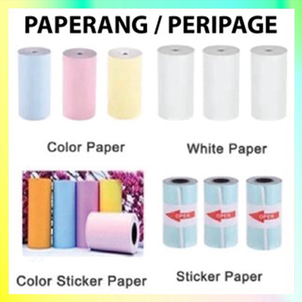 STICKER KERTAS THERMAL BISA LEM LANGSUNG Sticker Paper Roll 57*30mm(2.17*1.18in) PAPERANG PERIPAGE