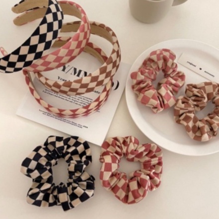 PREMIUM Bando Busa Set Kuncir Scrunchie Motif Premium - Korean Style