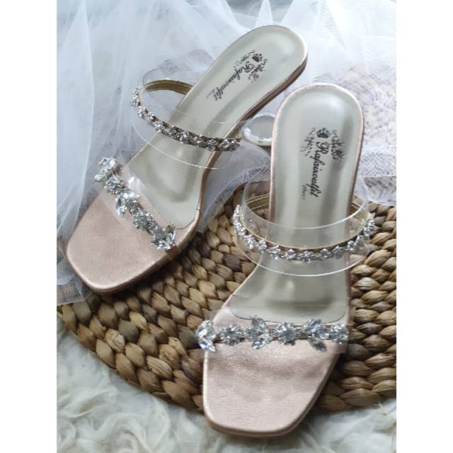 Sandal kaca gisella.double diamont sandal wanita kaca sandal cantik