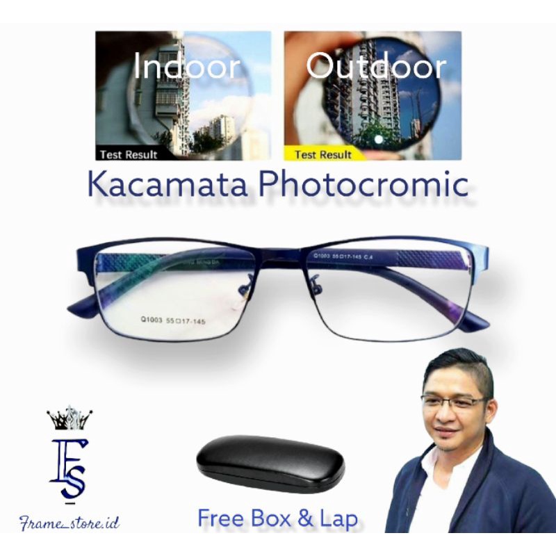 PAKET KACAMATA PHOTOCROMIC LENSA BERUBAH WARNA OTOMATIS ANTI RADIASI BLUERAY PRIA DAN WANITA