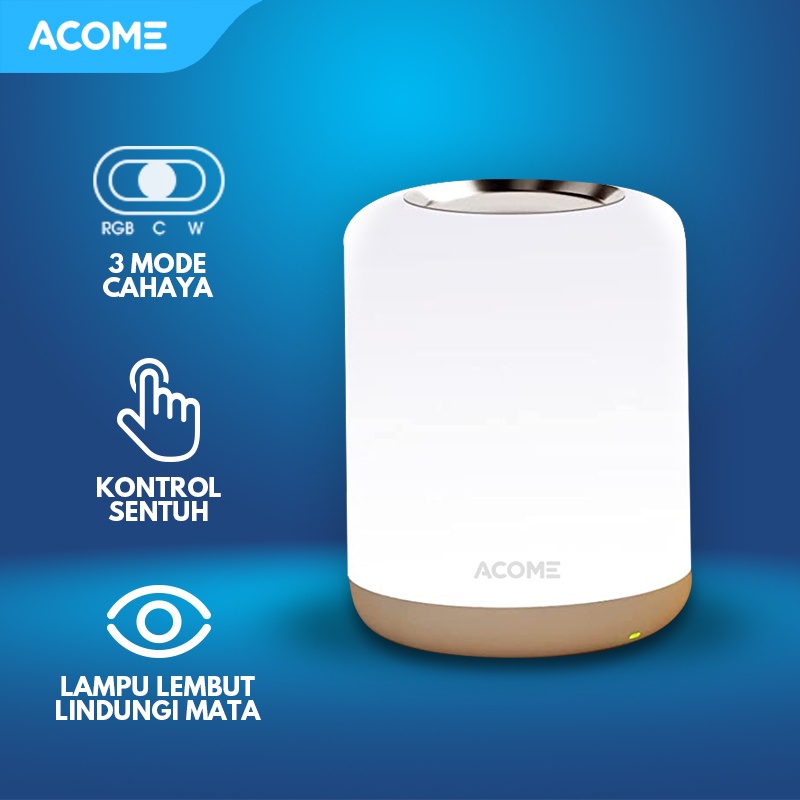 ACOME Lampu Multicolor 16 Juta Warna Cold Light Warm Light RGB Light Lampu Tidur Pintar Lampu Lembut Melindungi Garansi Resmi 1 tahun ALP03 White