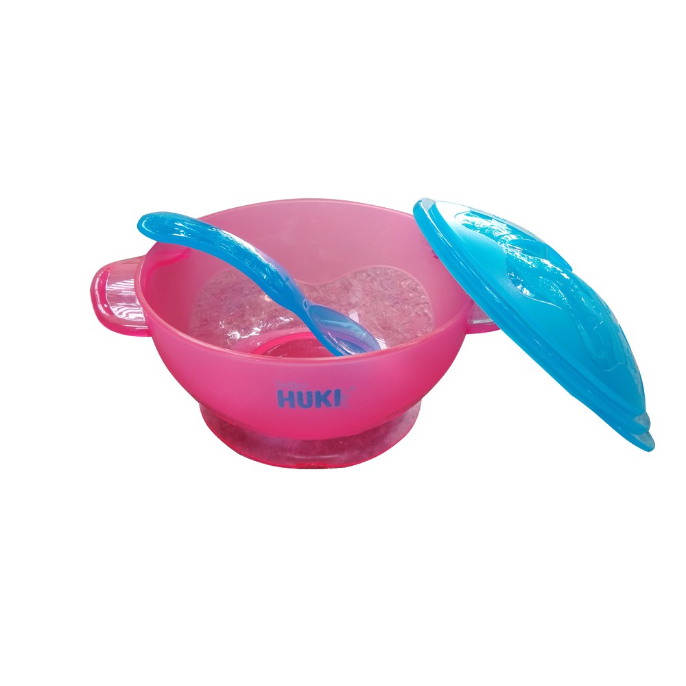 Set Mangkok Sendok Bayi BABY HUKI BOWIE with Spoon Fork non Split and Non Slip mangkuk