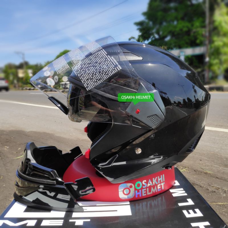 ZEUS 611C Black ZS-611c Hitam Double Face, Helm Modular Zeus di Osakhi Helmet
