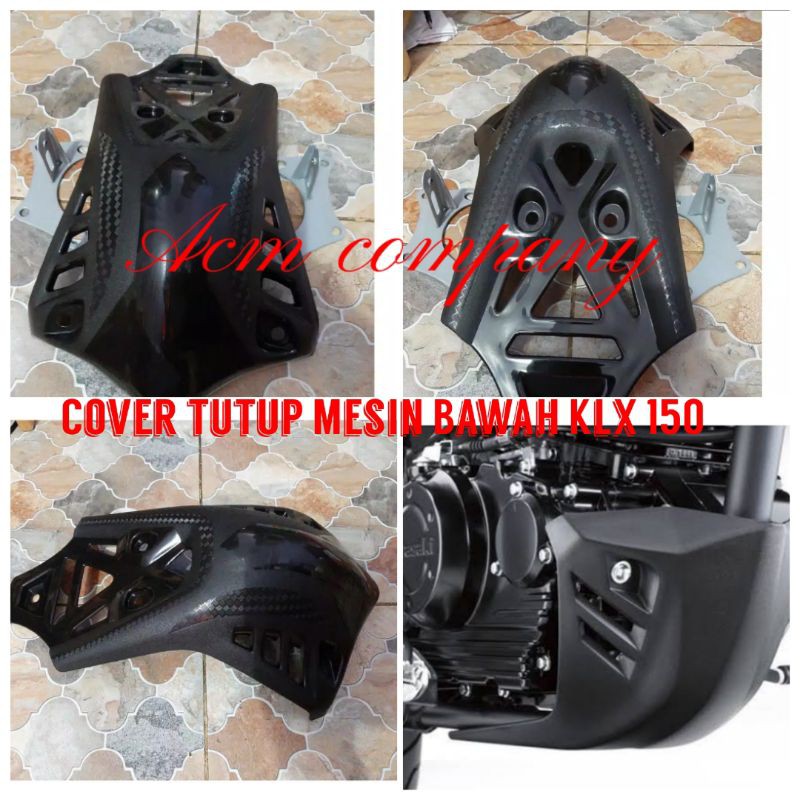 Tutup Cover Engine Mesin Bawah Kawasaki Klx 150 motif Black Carbon