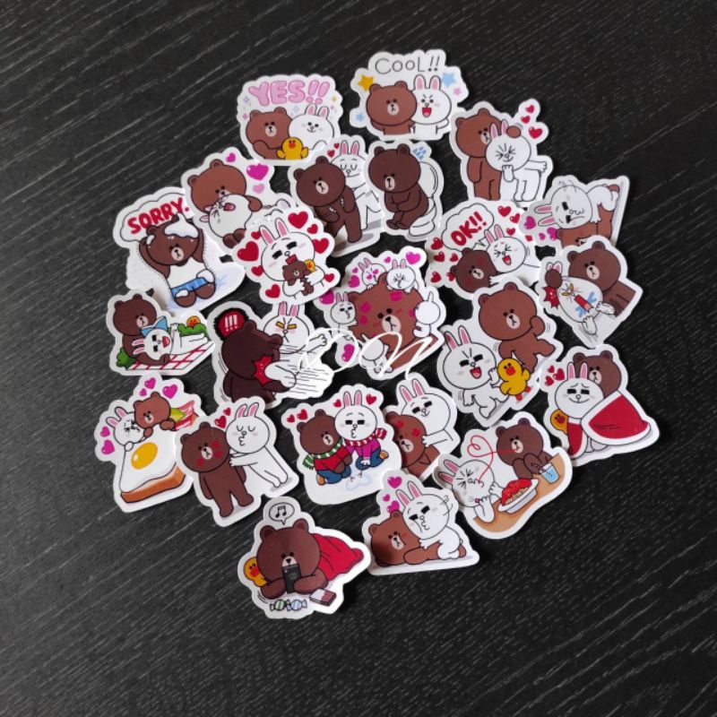 

Stiker kertas karakter line brown cony