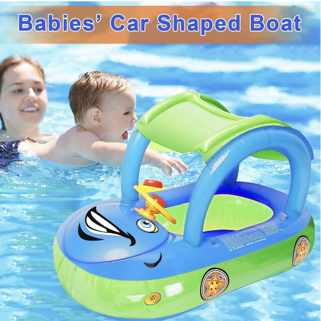 Pelampung Kolam Renang Bayi Desain Mobil Ring Floating with Canopy HECHILD - 7CTH3BKL