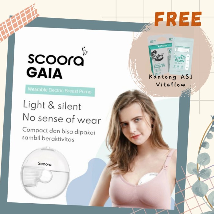 SCOORA GAIA Wearable Electric Breast Pump Pompa ASI Hands Free