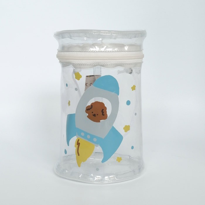 Pouch Mika PVC Bulat Tempat Pensil Mika PVC Tempat Kosmetik Pouch Mika Travel