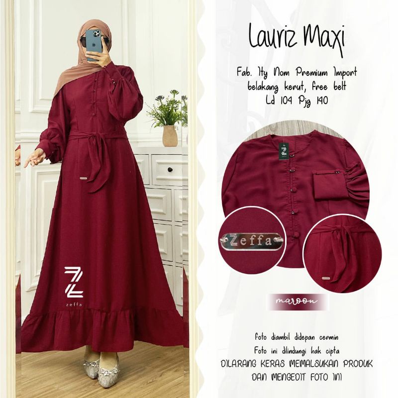 LAURIZ MAXY BY ZEFFA AFKA (DRESS MUSLIMAH) Maxi dress polos premium
