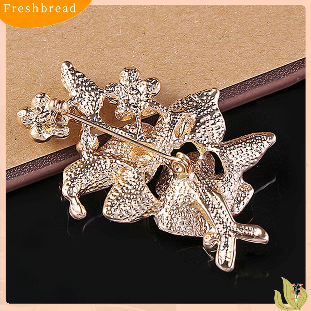 [ TERLARIS]Brooch Pin Flower Shape Chic Decoration Alloy Rhinestone Inlaid Flower Brooch Pin for Wedding