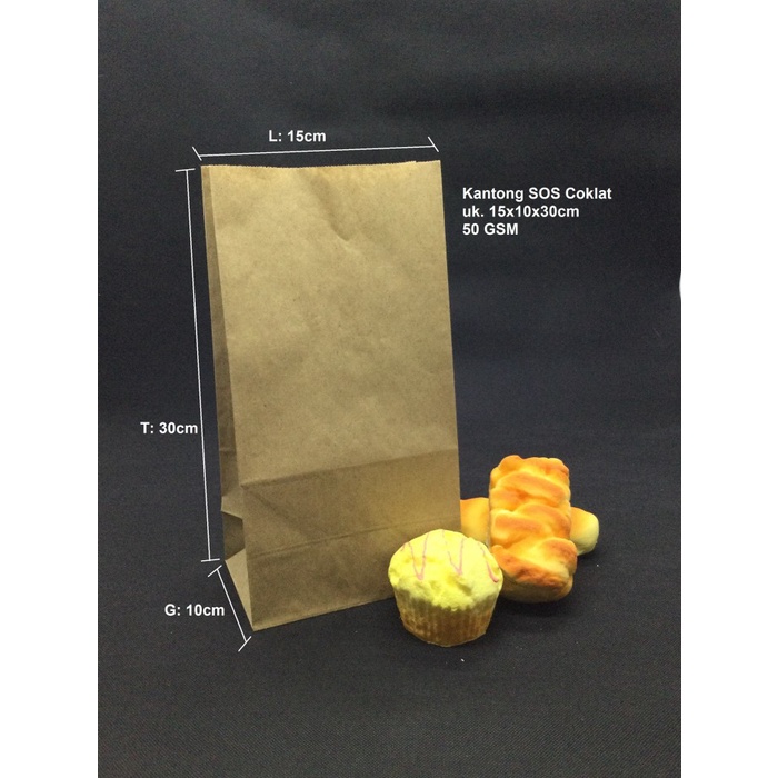 

PROMO Paperbag SOS L Tipis 15x10x30 cm 50 GSM - Cokelat