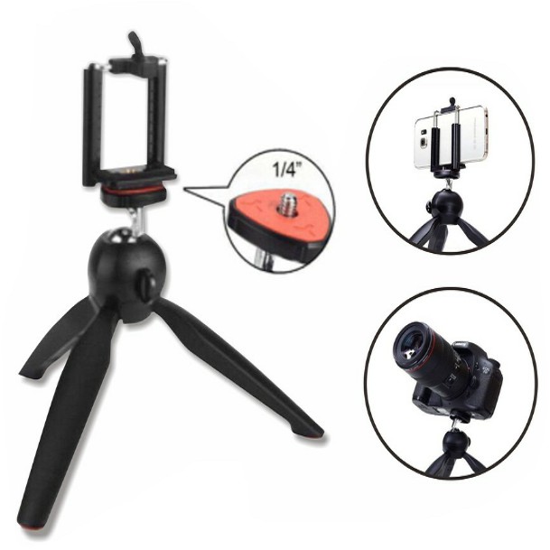 Paket youtuber 4 in 1: (Mini tripod Yunteng 228 + U holder + Clip on mic + U Splitter)