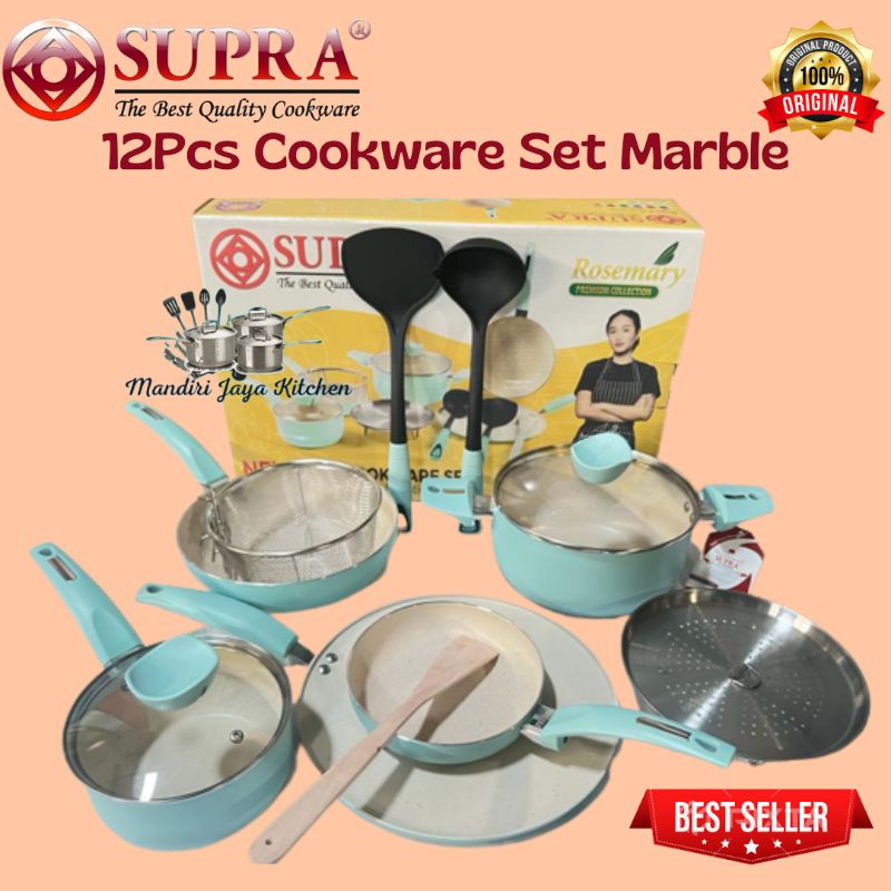 New Panci SUPRA 12pcs Cookware Set Marble