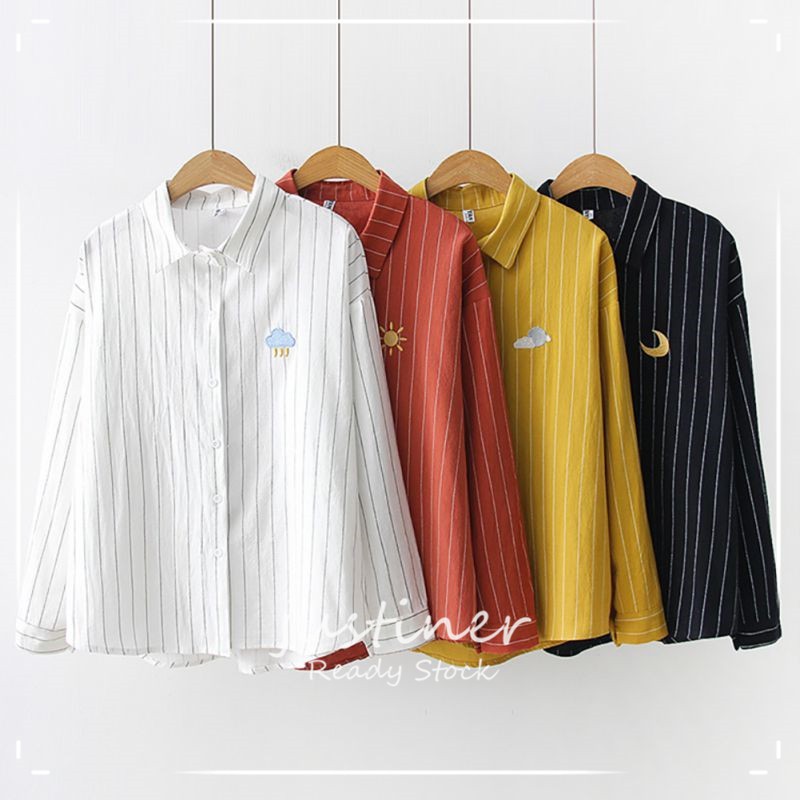 Kemeja Wanita Model Kerah Lapel Lengan Panjang dengan Kemeja Wanita Model Kerah Lapel Lengan Panjang dengan