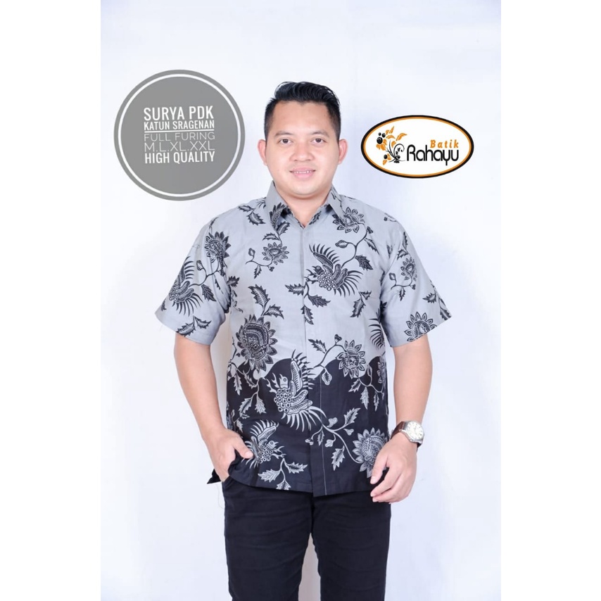 SURYA RAHAYU KEMEJA BATIK PRIA SOLO LENGAN PENDEK LAPIS FURING ATASAN PREMIUM MODERN ELKANA FLAMBOYAN BAMBU LAWASAN SANCAKA UNGU SEKAR TANJUNG MUSTIKA TERATAI KASWARI SETYA LUHUR MOTIF MILO DARMA JAYA MEGA NANDA SETYO LUHUR BIRU KOPI COKLAT WIRA YUDA