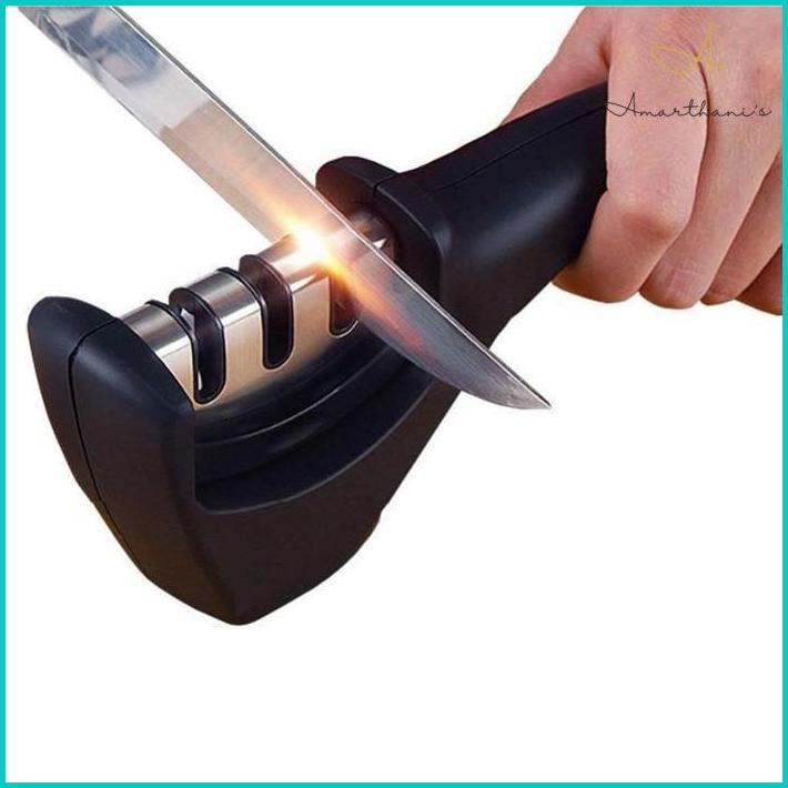 Ac - Pengasah Pisau Knife Sharpener Power Grid 3 Sekat Stainless Asah Pisau