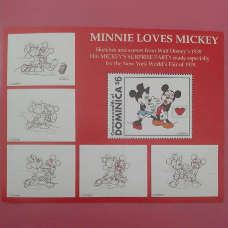 

Terlaris ✨ - Perangko Disney Dominica minie loves mickey sheet 1 prangko3.1.23