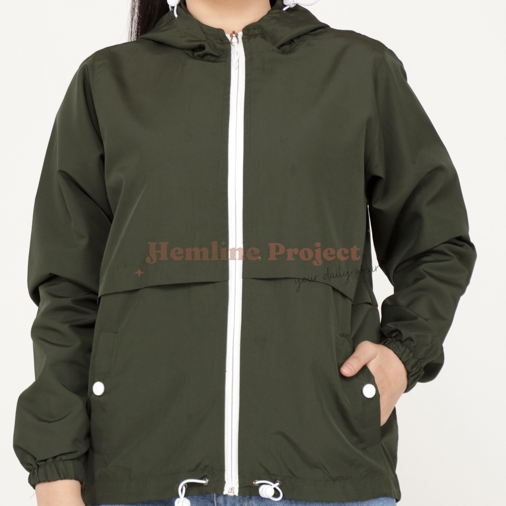 Elmyra Forest Green - Jaket Parasut Hoodie Wanita