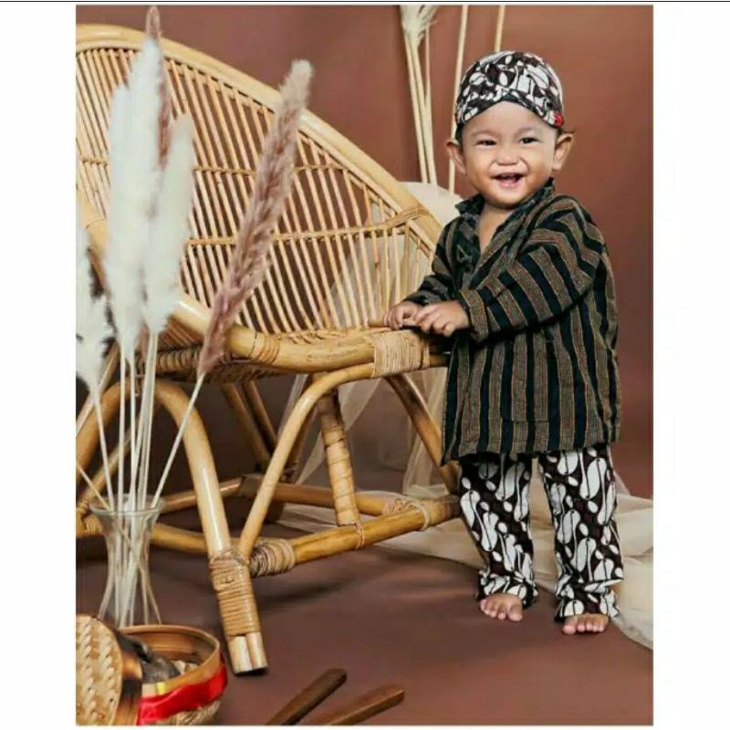 Set baju lurik anak | baju adat anak | baju adat jawa | baju lurik bayi | tedak siten